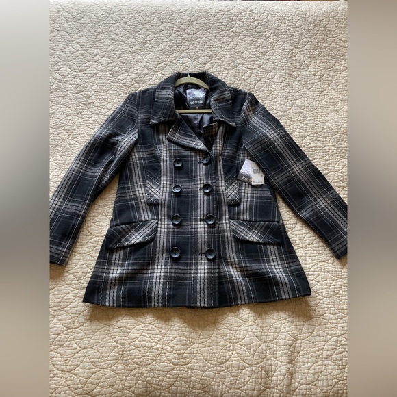 Kensie Jackets & Blazers - Kensie NWT Black, White, Grey Pea Coat Size medium Perfect for the Season 🖤🩶🤍